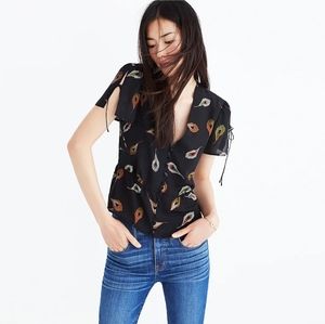 Madewell Silk Belle Top in Peacock Feathers